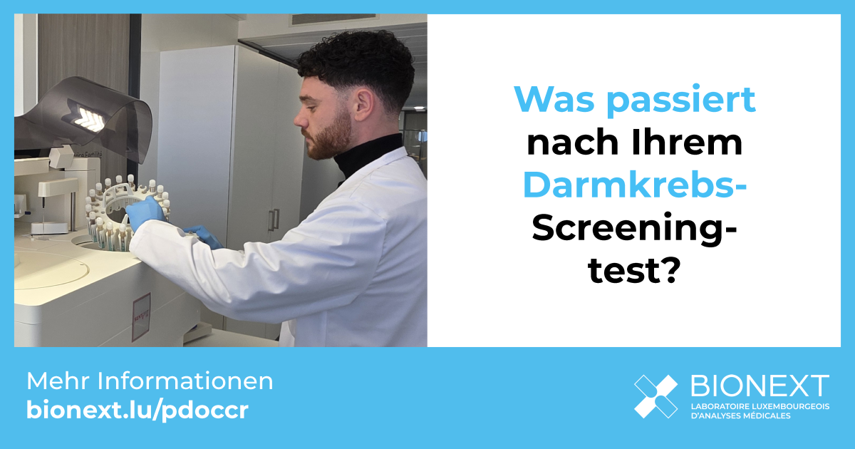 Laboranalyse eines Darmkrebs-Screenings bei BIONEXT in Luxemburg im Rahmen des organisierten Screening-Programms.