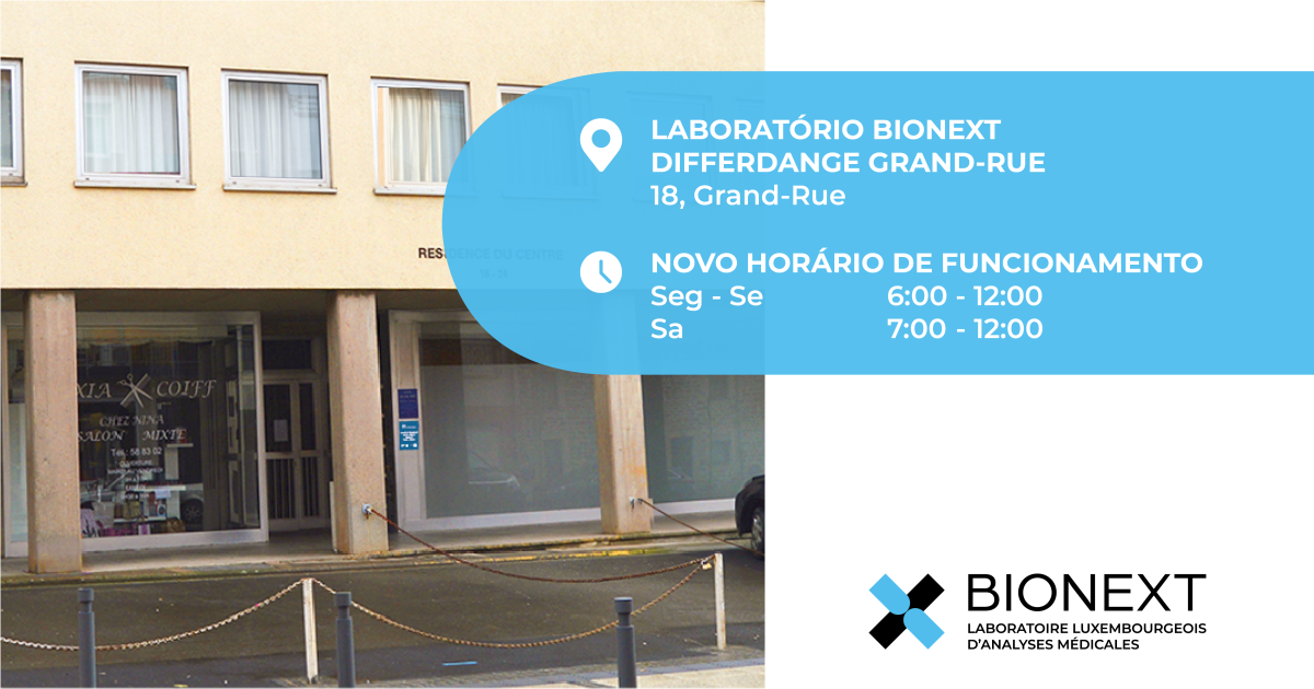 A partir desta segunda-feira 12/01/2026, os horários do nosso laboratório Differdange Grand-Rue são alargados
