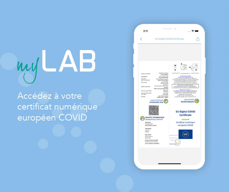 myLAB intègre le certificat numérique européen COVID