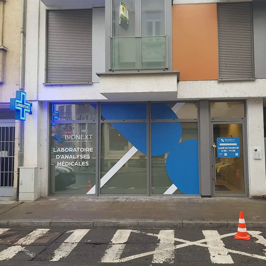 Facade of the BIONEXT medical analysis laboratory in Luxembourg, 106 Rue Adolphe Fischer