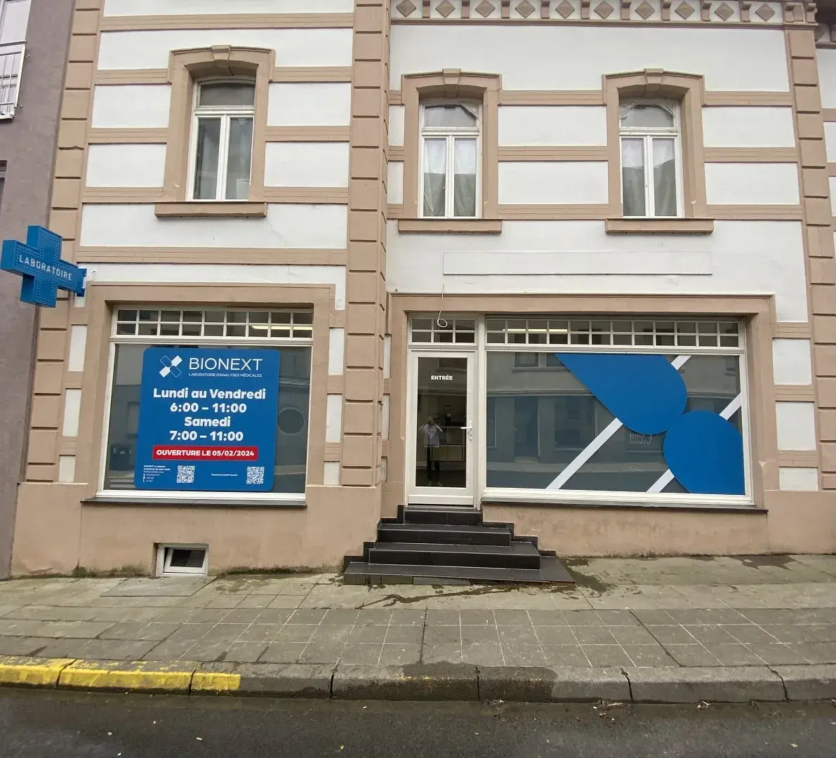 Fachada do laboratório de análises médicas BIONEXT em Clervaux, 61 Grand-Rue 