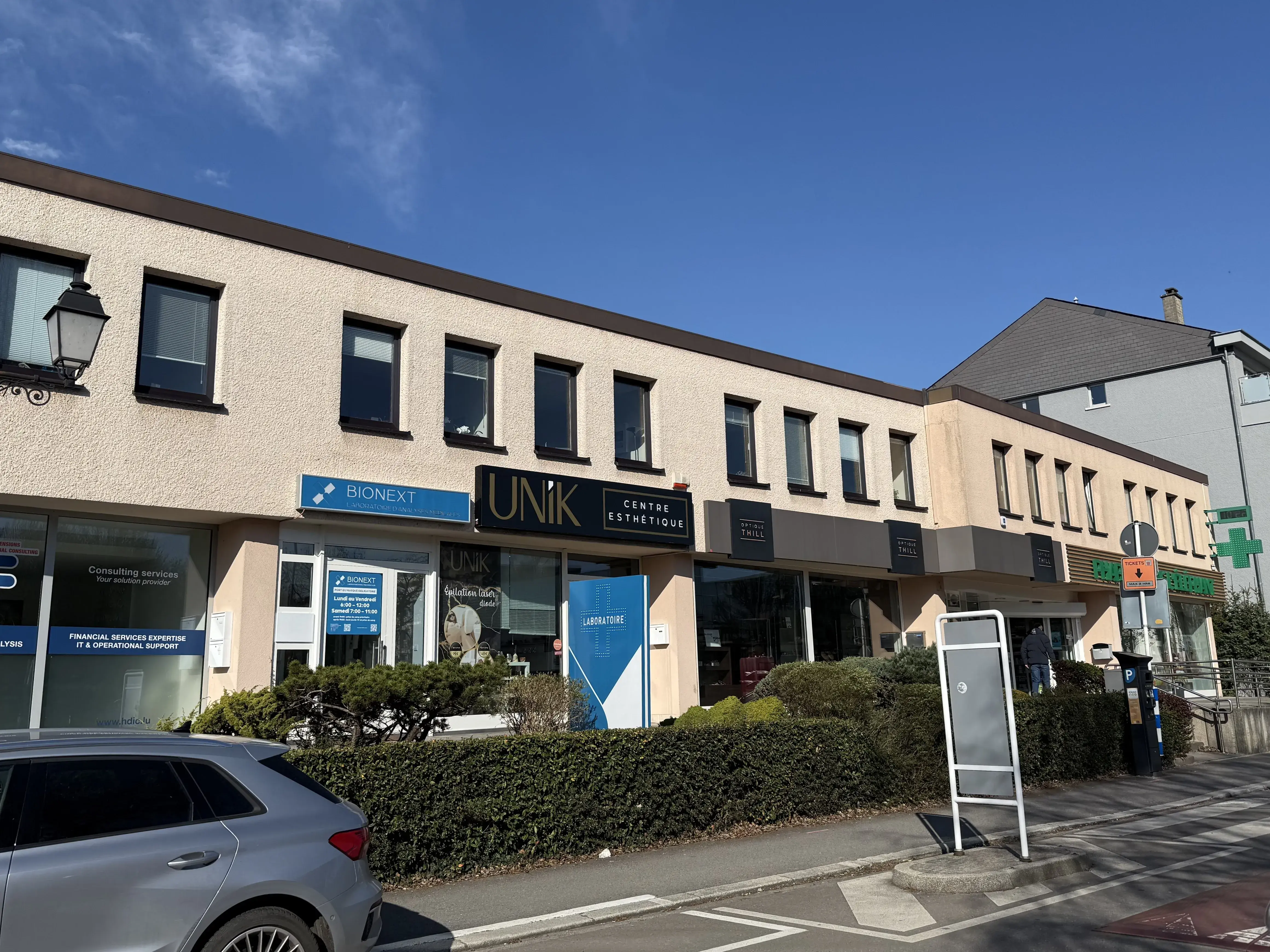 Fassade des BIONEXT-Labors für medizinische Analysen in Howald, 4 Rue Joseph Felten