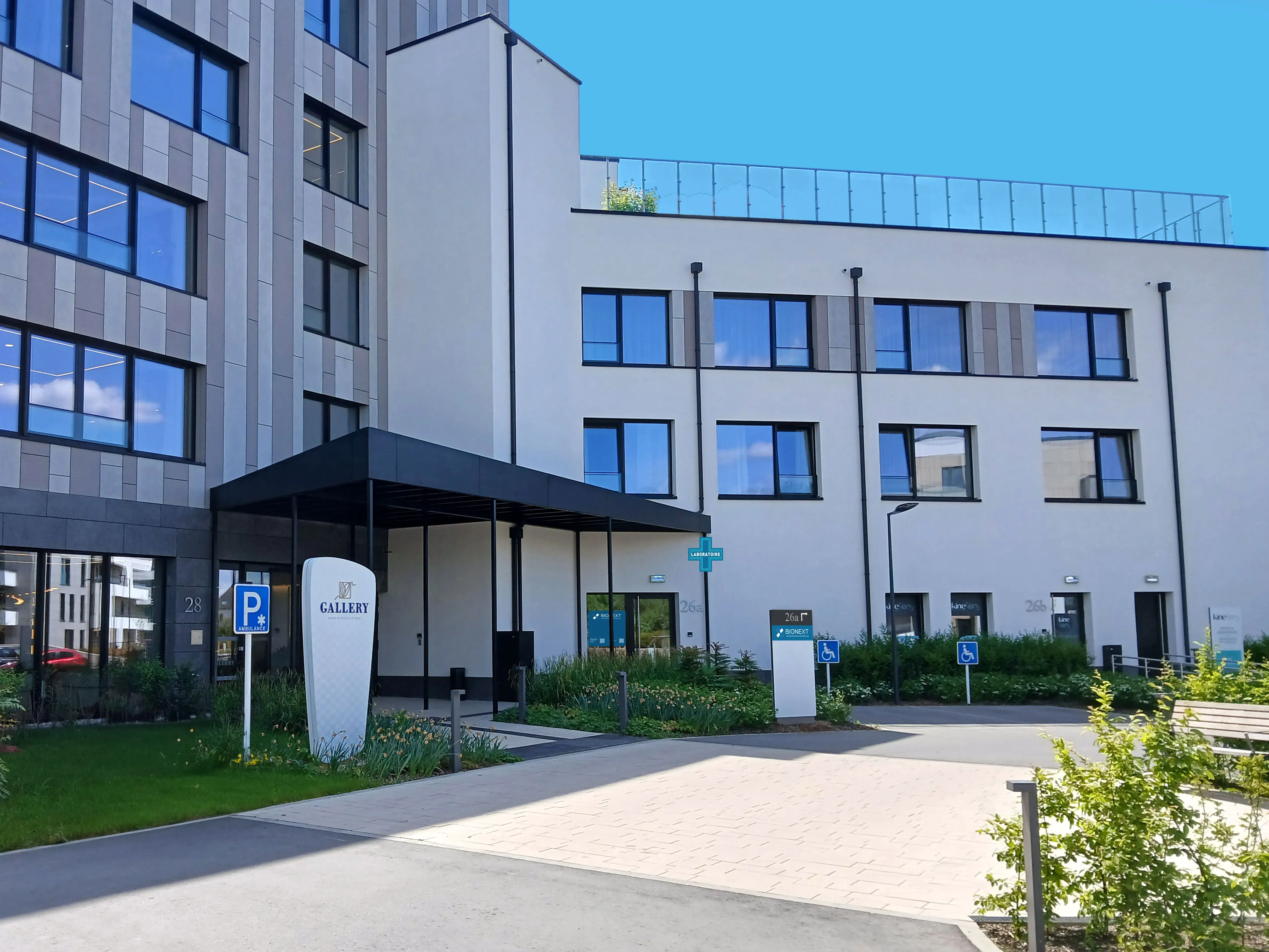 Facade of the BIONEXT medical analysis laboratory in Strassen, 26A rue du X Septembre