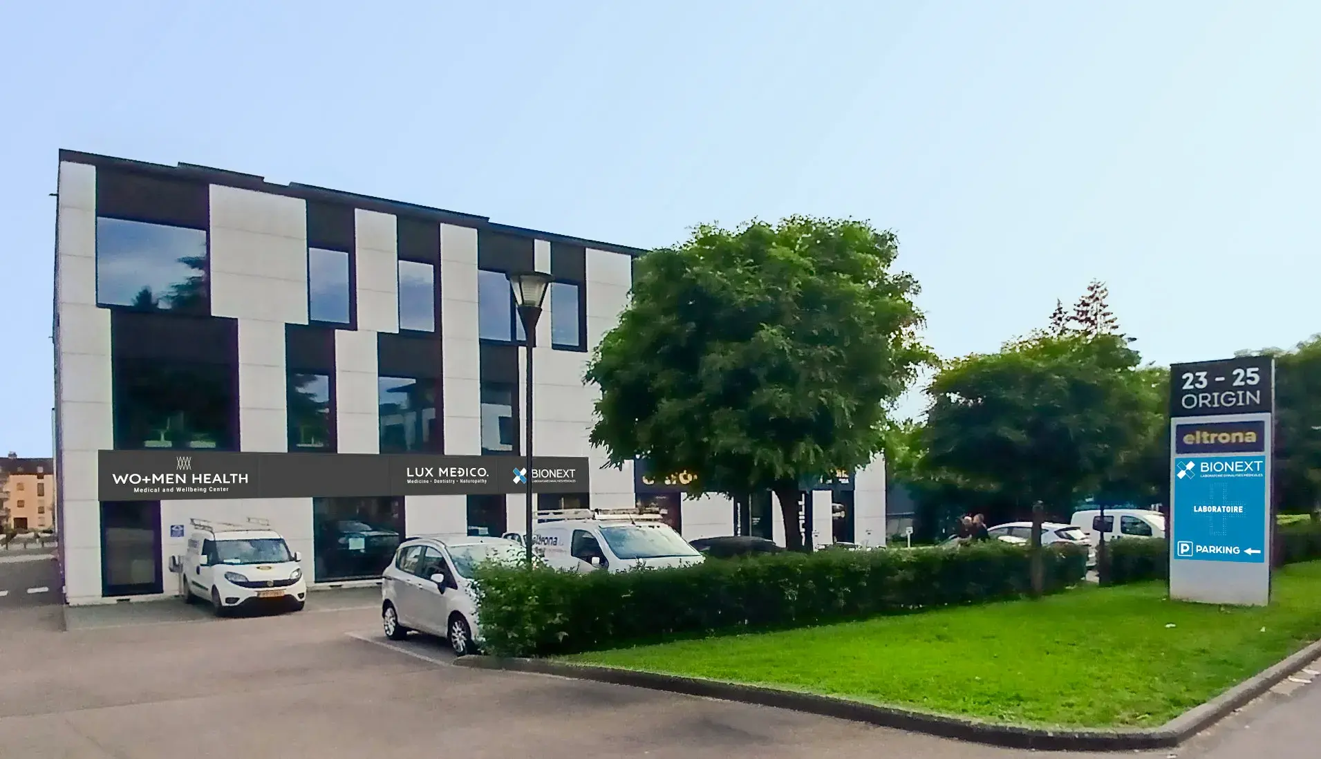Fassade des BIONEXT-Labors für medizinische Analysen in Strassen, 23 route d'Arlon