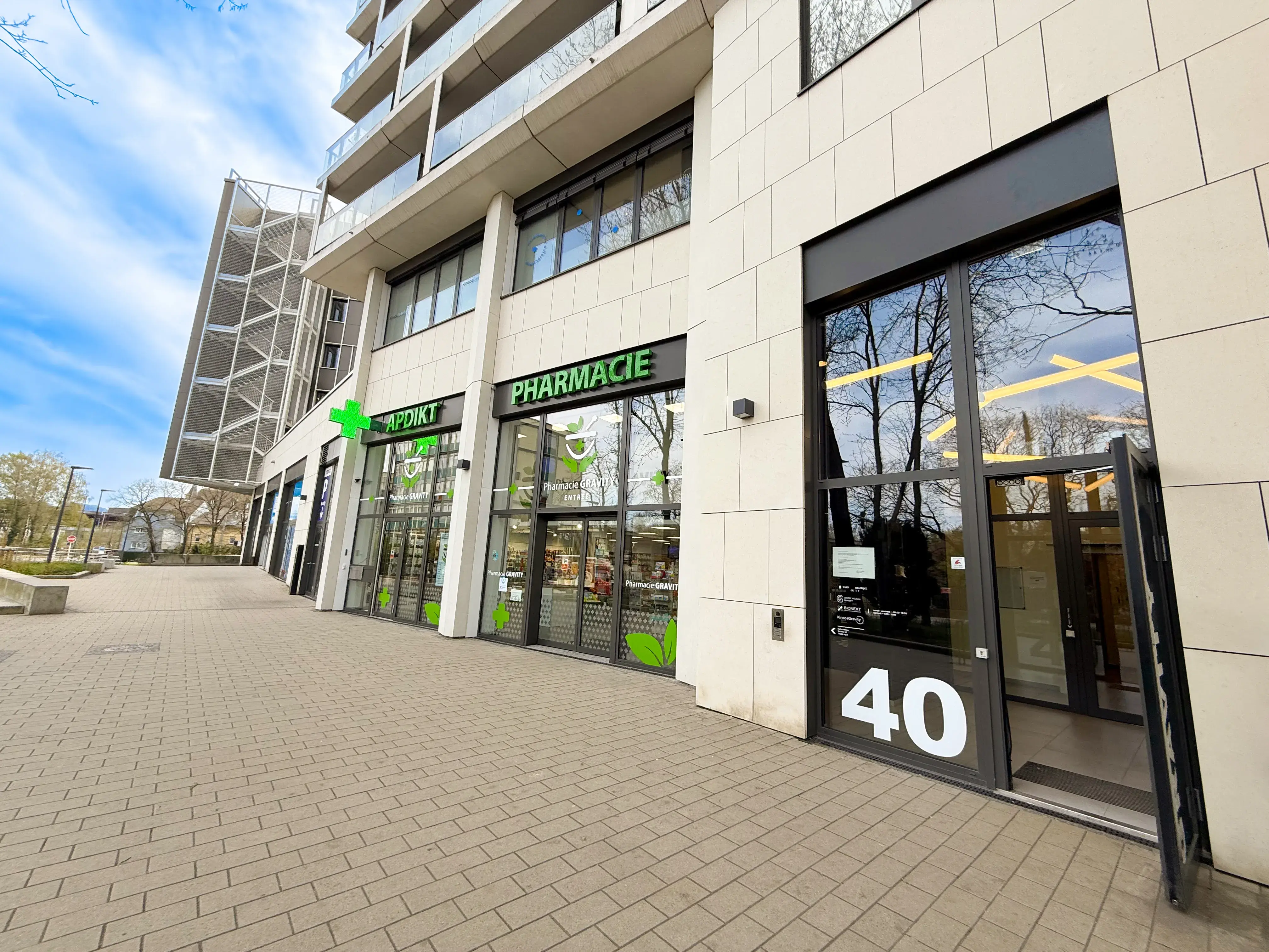 Facade of the BIONEXT medical analysis laboratory in Differdange, 40 rue Emile Mark